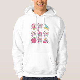 Funny Bunny Coquette Bow Rabbit Teacher Easter Ret Hoodie