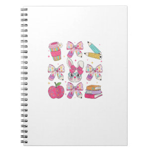Funny Bunny Coquette Bow Rabbit Teacher Easter Ret Notebook