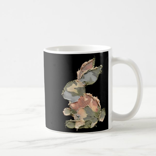 Funny Bunny Crochet Patchwork Camo Rabbit Happy Ea Coffee Mug (Right)