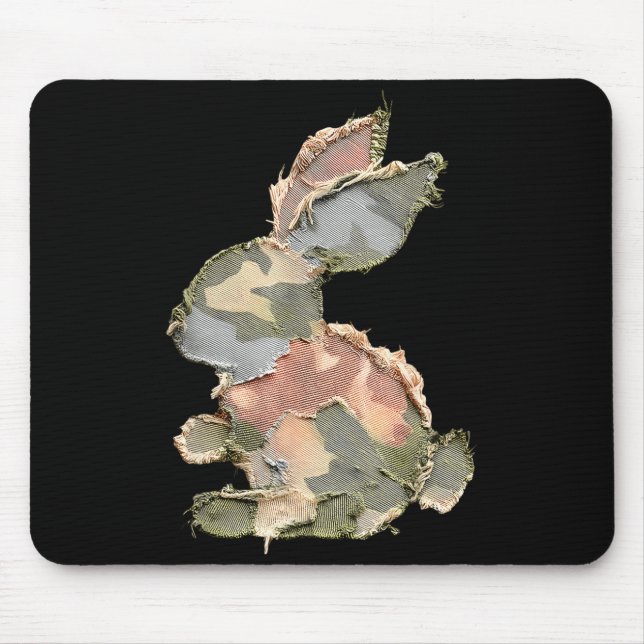Funny Bunny Crochet Patchwork Camo Rabbit Happy Ea Mouse Pad (Front)
