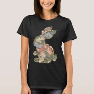 Funny Bunny Crochet Patchwork Camo Rabbit Happy Ea T-Shirt
