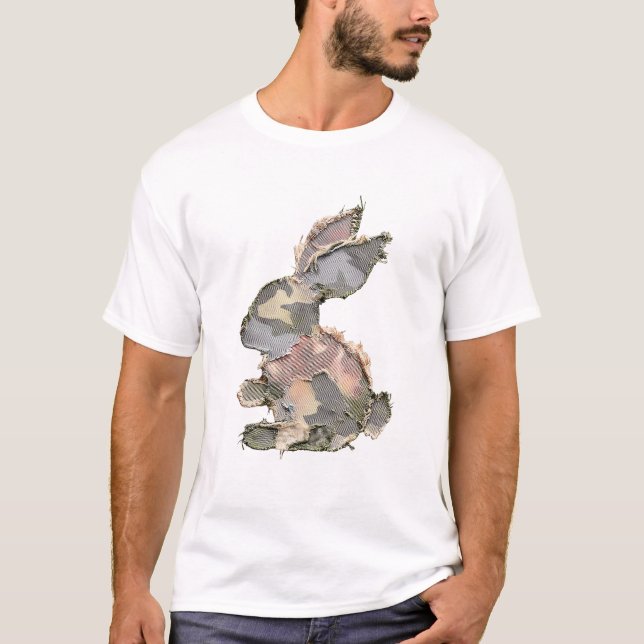 Funny Bunny Crochet Patchwork Camo Rabbit Happy Ea T-Shirt (Front)