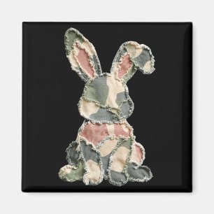 Funny bunny crochet patchwork camo rabbit happy magnet