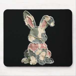 Funny bunny crochet patchwork camo rabbit happy mouse pad