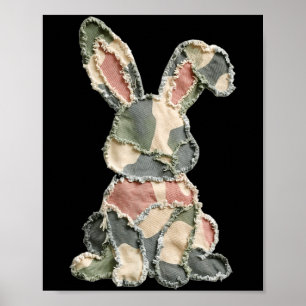 Funny bunny crochet patchwork camo rabbit happy poster