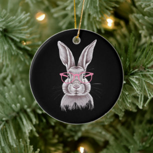 Funny Bunny Cute Family Gifts Easter Ceramic Ornament