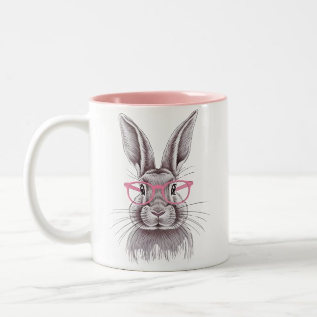 Funny Bunny Cute Family Gifts Easter  Two-Tone Coffee Mug (Left)