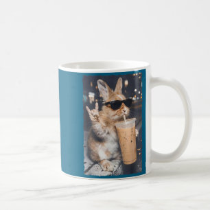Funny bunny drinking iced coffee funny easter day mug
