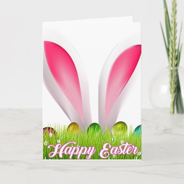 Funny Bunny Ears For Easter Holiday Card (Front)