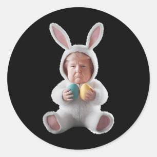 Funny Bunny Easter Trump Meme Happy Easter Day  Classic Round Sticker