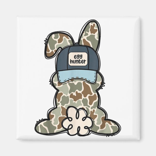 Funny Bunny Egg Hunter Rabbit Lovers Happy Easter  Magnet (Front)