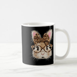 Funny bunny face glasses bandana leopard rabbit coffee mug