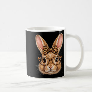 Funny bunny face glasses bandanna leopard bow happ coffee mug