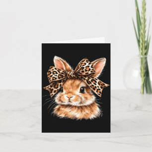 Funny bunny face glasses bandanna leopard rabbit card