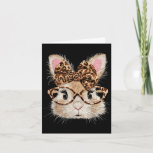 Funny bunny face glasses bandanna leopard rabbit card