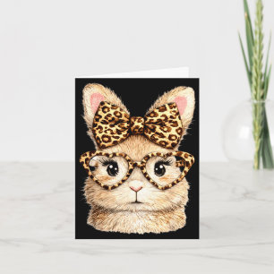 Funny bunny face glasses bandanna leopard rabbit card