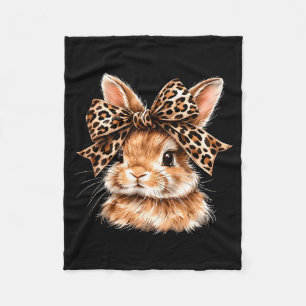 Funny bunny face glasses bandanna leopard rabbit fleece blanket