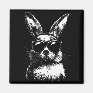 Funny Bunny Face Glasses Bandanna Leopard Rabbit Magnet