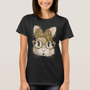 Funny bunny face glasses bandanna leopard rabbit T-Shirt