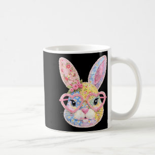 Funny Bunny Face Gles Floral Patchwork Rabbit East Coffee Mug