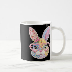 Funny Bunny Face Gles Floral Patchwork Rabbit East Coffee Mug