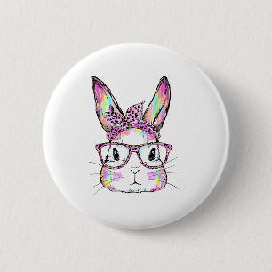 Funny Bunny Face Gles Rabbit Coquette Bow Happy Ea 6 Cm Round Badge