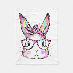 Funny Bunny Face Gles Rabbit Coquette Bow Happy Ea Fleece Blanket