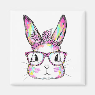 Funny Bunny Face Gles Rabbit Coquette Bow Happy Ea Magnet