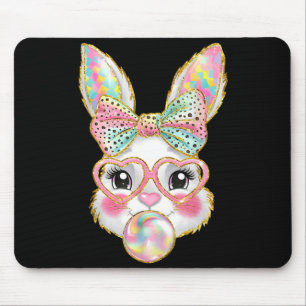 Funny bunny glasses bandana eggs rabbit happy mouse pad