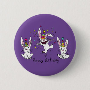 Funny Bunny Happy Birthday Cute Kids Rabbit 6 Cm Round Badge