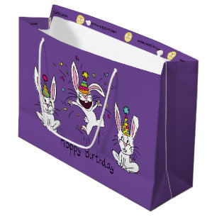 Funny Bunny Happy Birthday Cute Kids Rabbit Large Gift Bag