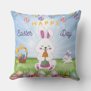 Funny Bunny Happy Easter Day Cushion