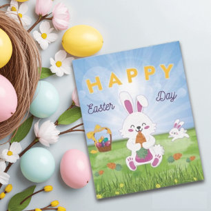 Funny Bunny Happy Easter Day Holiday Card