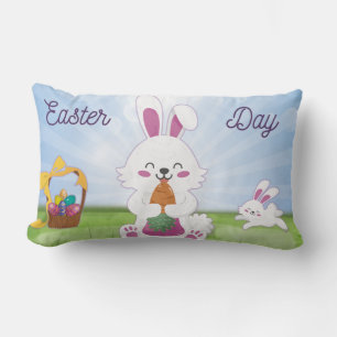 Funny Bunny Happy Easter Day Lumbar Pillow
