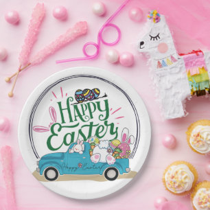Funny Bunny Happy Easter Day Paper Plate