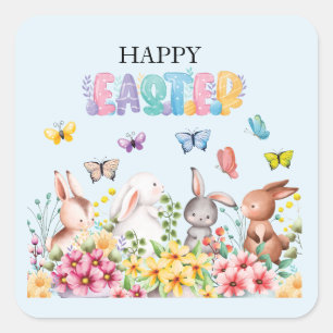 Funny Bunny Happy Easter Day  Square Sticker