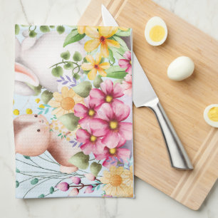 Funny Bunny Happy Easter Day  Tea Towel