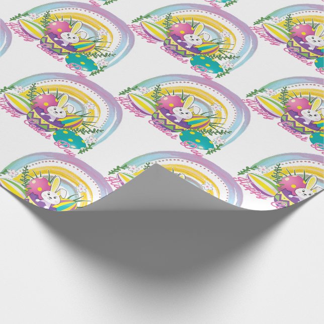 Funny Bunny Happy Easter Day Wrapping Paper (Corner)