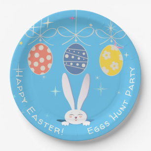 FUNNY BUNNY Happy Easter Eggs Hunt Party Paper Plate