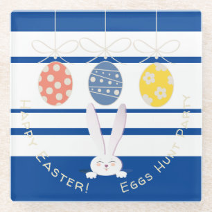FUNNY BUNNY Hapy Easter Eggs Hunt Party Glass Coaster