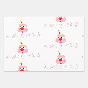 Funny Bunny - I'm a Unicorn. Happy Birthday. Wrapping Paper Sheet