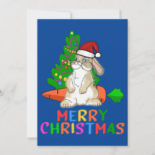 Funny Bunny Merry Christmas Elegant Holiday Card
