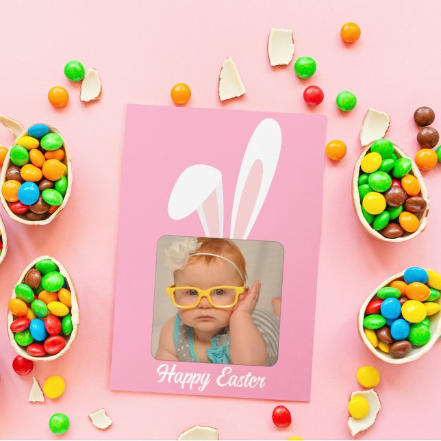 Funny Bunny Personalised Photo Easter Holiday Card (Creator Uploaded)