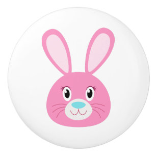 Funny Bunny Pink Ceramic Knob