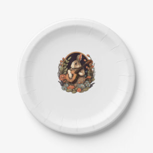 Funny Bunny Playing Banjo Guitar Music Rabbit Happ Paper Plate
