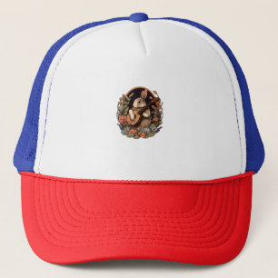 Funny Bunny Playing Banjo Guitar Music Rabbit Happ Trucker Hat