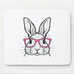 Funny Bunny Print For Women Pink Gles Easter Minim Mouse Pad