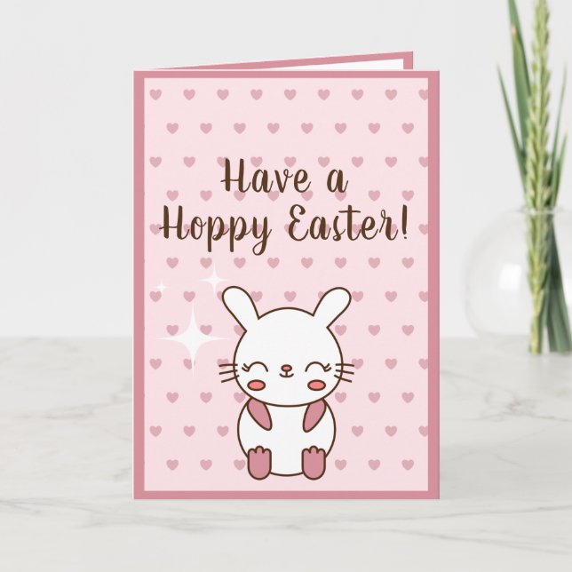 Funny Bunny Rabbit Cute Animal Happy Easter Wishes Holiday Card (Front)