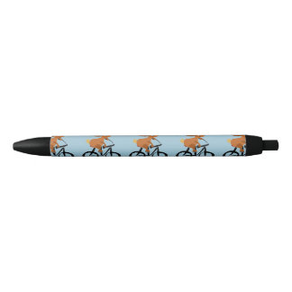 Funny Bunny Rabbit on Bicycle Black Ink Pen