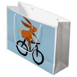 Funny Bunny Rabbit on Bicycle Large Gift Bag